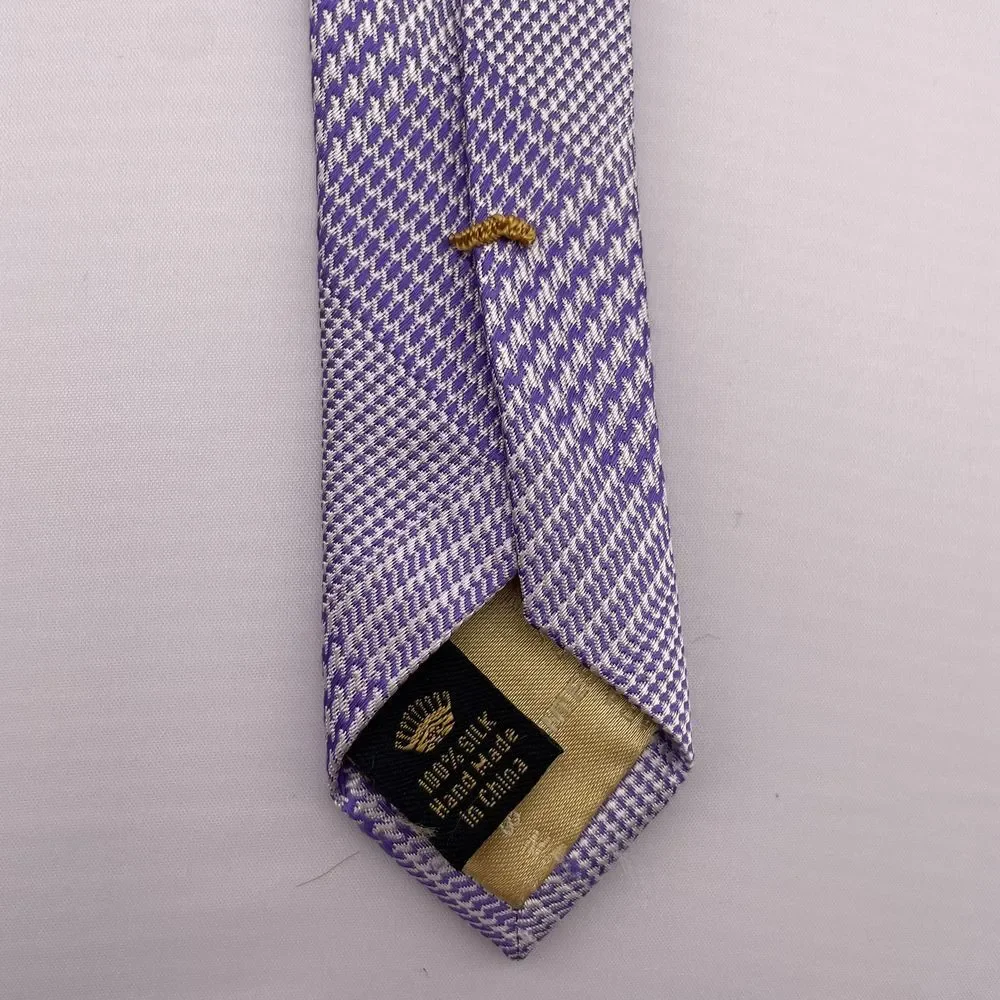 COUNTESS MARA Men's Designer Silk Necktie Purple Plaid Hand Made China 60